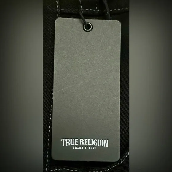 NWT True Religion 34W 32L Ricky Flap 2SB Body Rinse Black Relaxed Straight Jeans - Picture 7 of 11